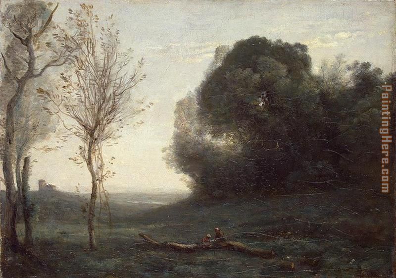 Morning painting - Jean-Baptiste-Camille Corot Morning art painting
